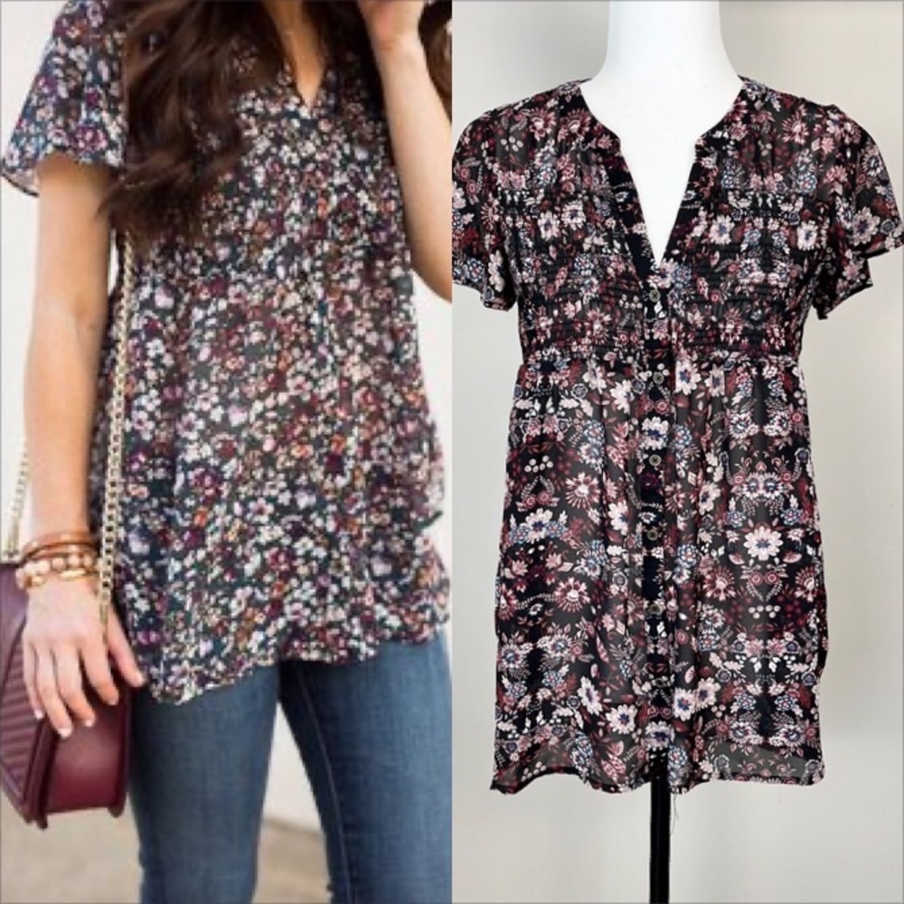 Knox Rose Fall Floral Tunic Blouse